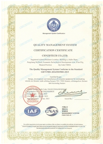 iso9001 certificate chnzbtech